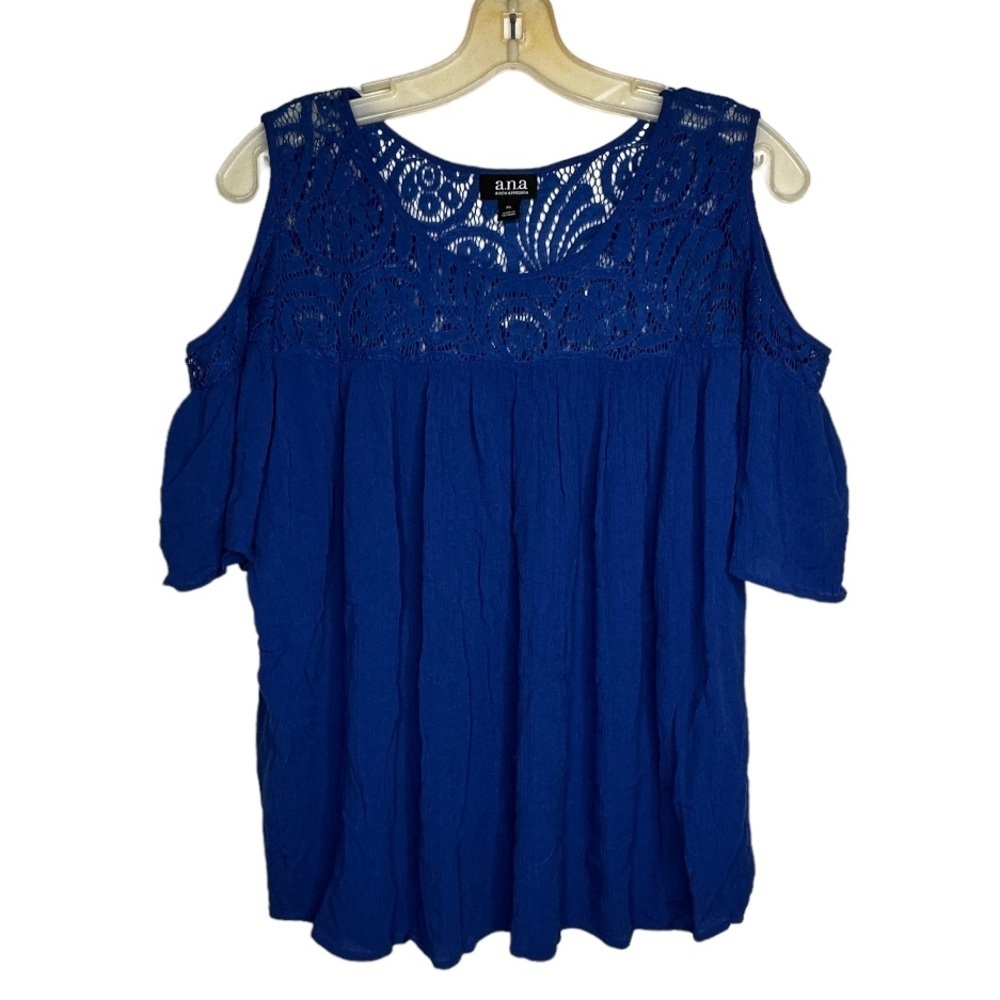 ANA Blue Cold Shoulder Top